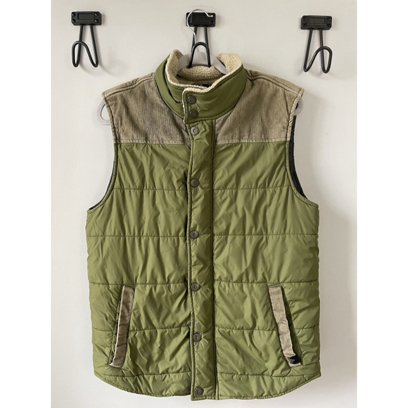 prAna Other - PRANA, Men’s Olive Green And Tan Sleeveless Puffer Best, Size Medium EUC